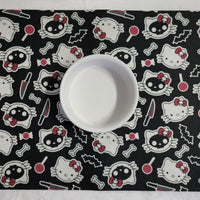 gothic home decor - gothic decor -  Hello KILLy Food Mat - Black - High Quality Pet Bowl Mats from DARKOTHICA® Shop now at DARKOTHICA®Barkothica, cats
