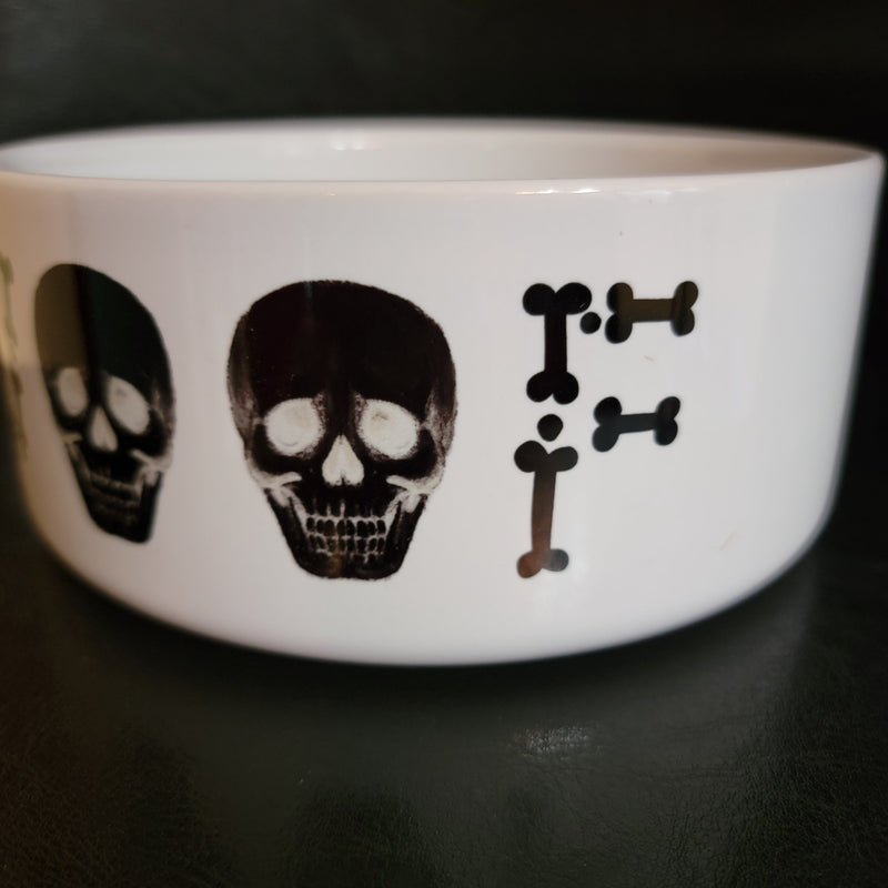 Pet Supplies, Barkothica, dogs, gothic home decor, gothic decor, goth decor, Skull & Bones Woof Bowl, darkothica