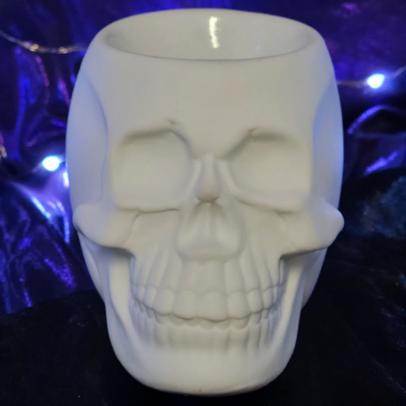 Tabletop & Statuary, RETAILONLY, Skulls/Skeletons, gothic home decor, gothic decor, goth decor, White Skull Wax Burner, darkothica