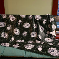 gothic home decor, gothic decor, goth decor, Cat Skulls Minky Blanket, darkothica