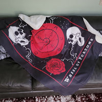 bedding, bedding, Occult, Skulls/Skeletons, witch, gothic home decor, gothic decor, goth decor, Wheel Of Fortune Fleece Sherpa Blanket, darkothica