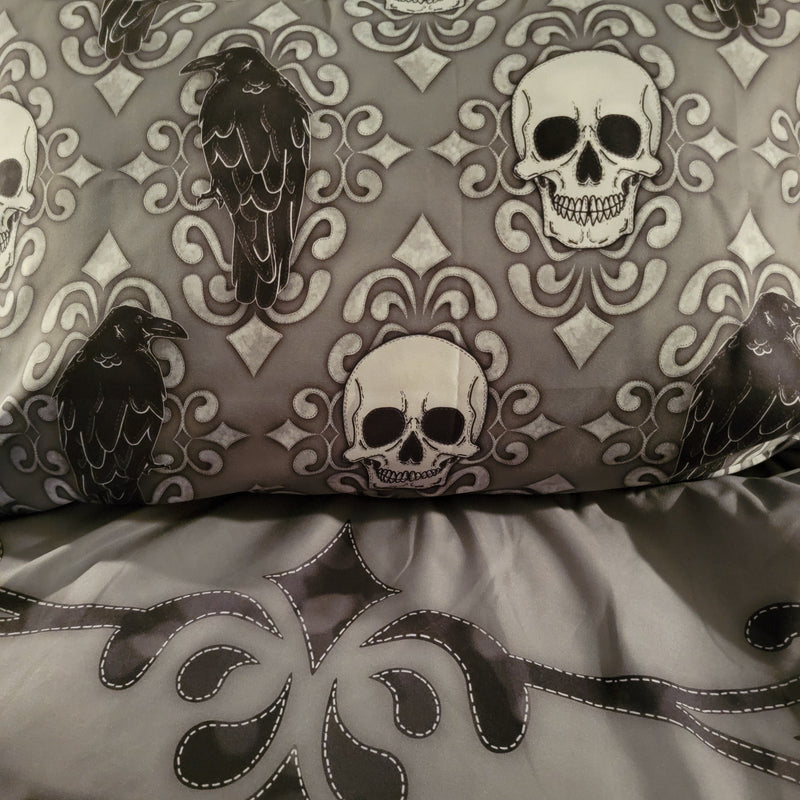 gothic home decor - gothic decor -  Crow & Skull Pillow Case - High Quality Pillowcases & Shams from DARKOTHICA® Shop now at DARKOTHICA®bedding, Skulls/Skeletons