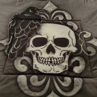 Bedding, bedding, Skulls/Skeletons, gothic home decor, gothic decor, goth decor, Crow & Skull Comforter, darkothica