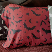 bedding, Bats, bedding, gothic home decor, gothic decor, goth decor, Bat Night Sky Pillow Case-Red, darkothica