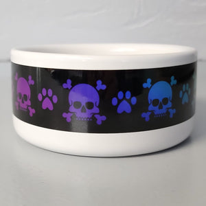 gothic home decor - gothic decor -  Rainbow Skull & Crossbones Bowl-Black Background - High Quality Pet Bowls, Feeders & Waterers from DARKOTHICA® Shop now at DARKOTHICA®Barkothica, cats, dogs