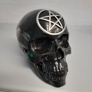 Tabletop & Statuary, Occult, RETAILONLY, Skulls/Skeletons, Wiccan, gothic home decor, gothic decor, goth decor, Pentacle Skull, darkothica