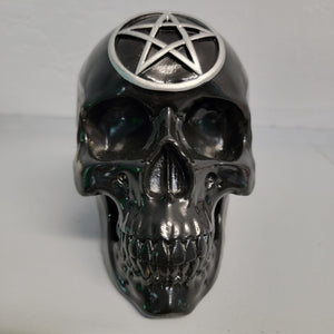 Tabletop & Statuary, Occult, RETAILONLY, Skulls/Skeletons, Wiccan, gothic home decor, gothic decor, goth decor, Pentacle Skull, darkothica