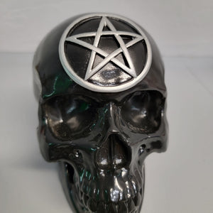 Tabletop & Statuary, Occult, RETAILONLY, Skulls/Skeletons, Wiccan, gothic home decor, gothic decor, goth decor, Pentacle Skull, darkothica