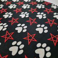Pet Bowl Mats, Barkothica, cats, gothic home decor, gothic decor, goth decor, Pentagram & Paw Food Mat - Red, darkothica