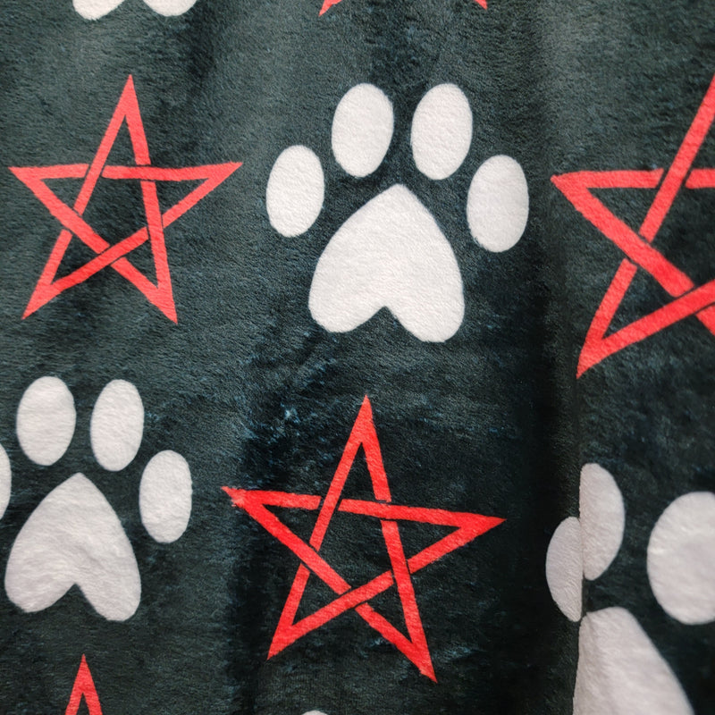bedding, Barkothica, cats, Occult, gothic home decor, gothic decor, goth decor, Pentagram & Paw Minky Blanket - Red, darkothica