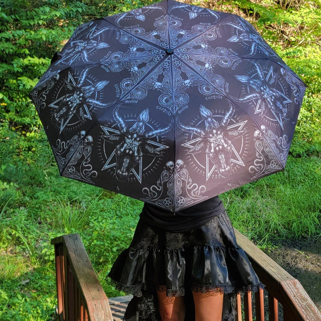 , Occult, RETAILONLY, gothic home decor, gothic decor, goth decor, Baphomet Umbrella, darkothica