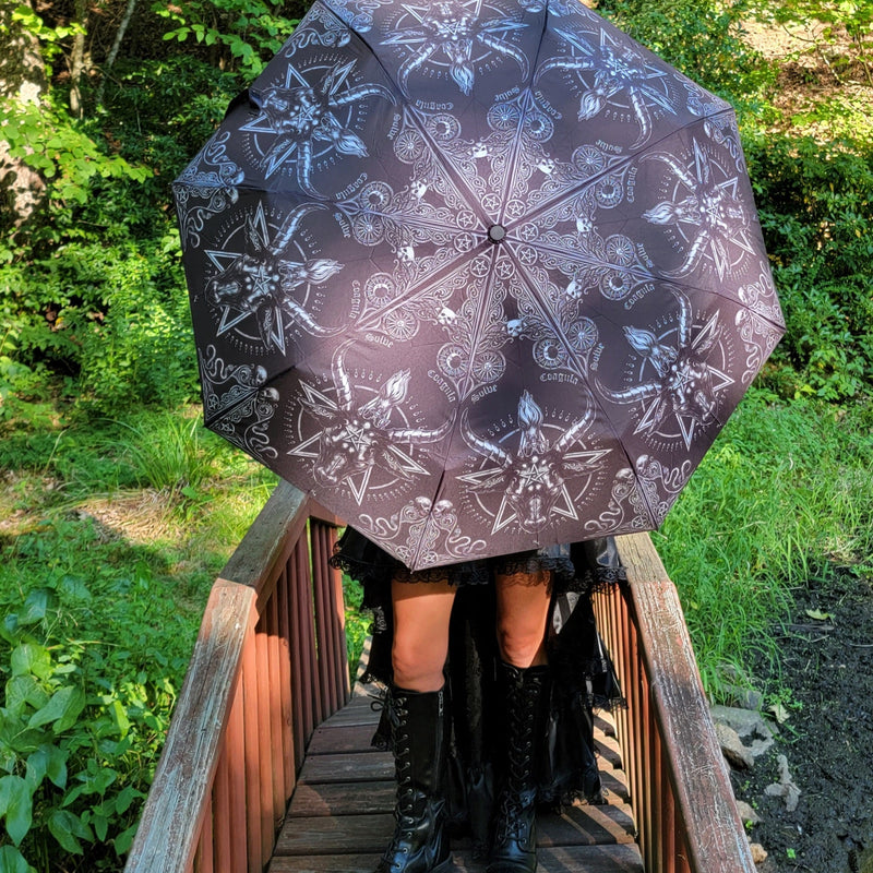 , Occult, RETAILONLY, gothic home decor, gothic decor, goth decor, Baphomet Umbrella, darkothica