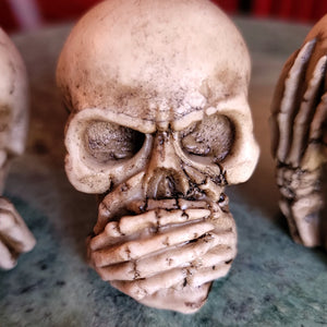 gothic home decor - gothic decor -  Hear no, see no, speak no Evil Skull Trio - High Quality Tabletop & Statuary from DARKOTHICA® Shop now at DARKOTHICA®Halloween, RETAILONLY, Skulls/Skeletons