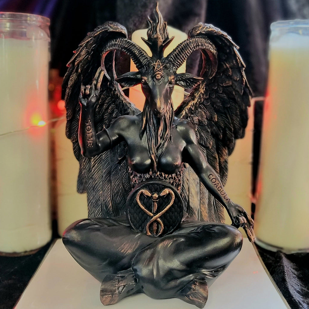 Tabletop & Statuary, Occult, RETAILONLY, gothic home decor, gothic decor, goth decor, Sitting Baphomet Statue, darkothica