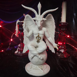 Tabletop & Statuary, Occult, RETAILONLY, gothic home decor, gothic decor, goth decor, White Baphomet Statue, darkothica