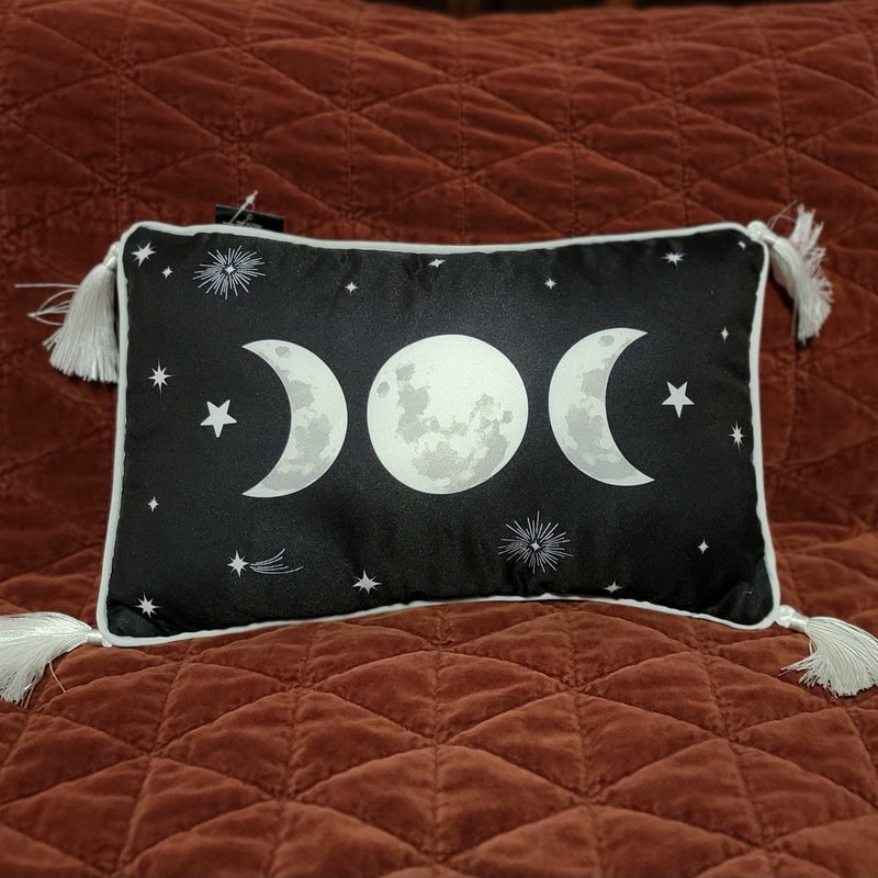 Pillow, bedding, Occult, RETAILONLY, gothic home decor, gothic decor, goth decor, Small Triple Moon Throw Pillow, darkothica