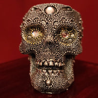 gothic home decor, gothic decor, goth decor, Beaded Skull Tealight Candle Holder, darkothica