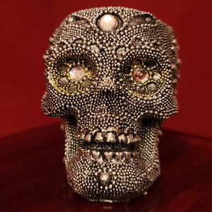 gothic home decor, gothic decor, goth decor, Beaded Skull Tealight Candle Holder, darkothica