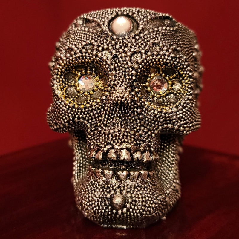 gothic home decor, gothic decor, goth decor, Beaded Skull Tealight Candle Holder, darkothica