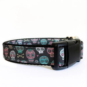 Pet Collars & Harnesses, Barkothica, dogs, RETAILONLY, gothic home decor, gothic decor, goth decor, Sugar Skulls Collar, darkothica