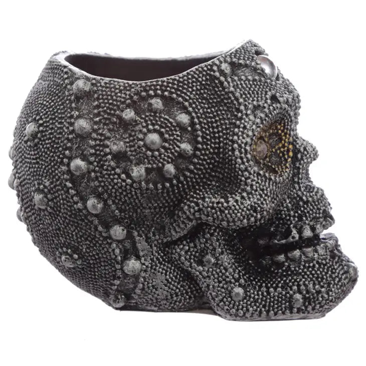 gothic home decor, gothic decor, goth decor, Beaded Skull Tealight Candle Holder, darkothica