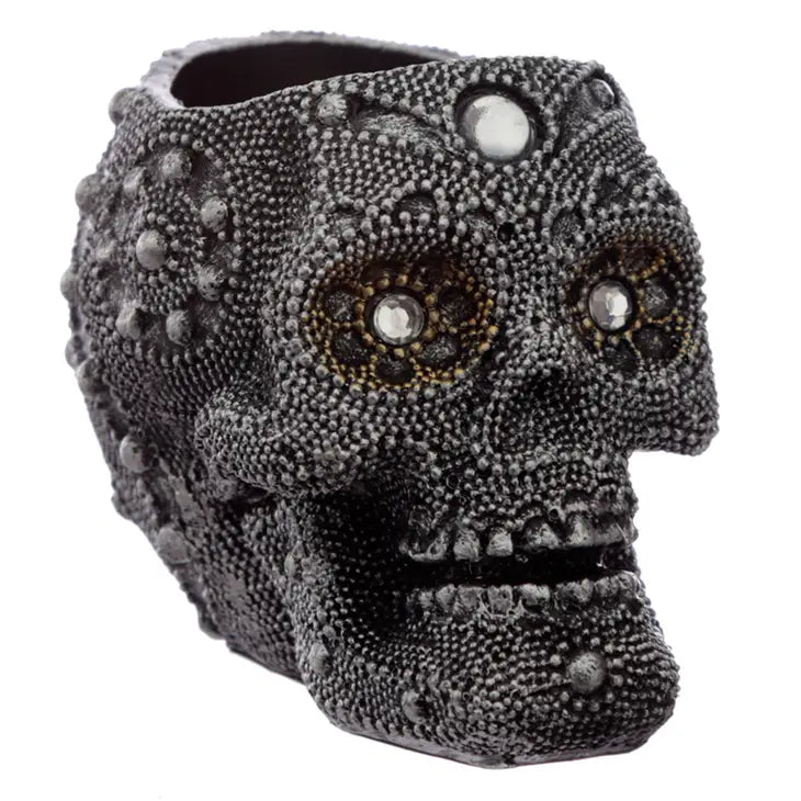 gothic home decor, gothic decor, goth decor, Beaded Skull Tealight Candle Holder, darkothica