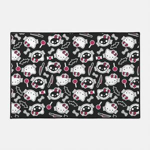 gothic home decor, gothic decor, goth decor, Hello KILLy Large Mat - Black, darkothica