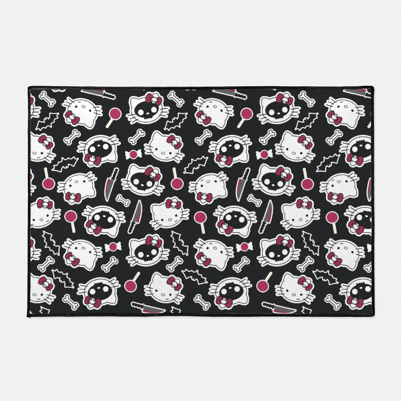 gothic home decor, gothic decor, goth decor, Hello KILLy Large Mat - Black, darkothica