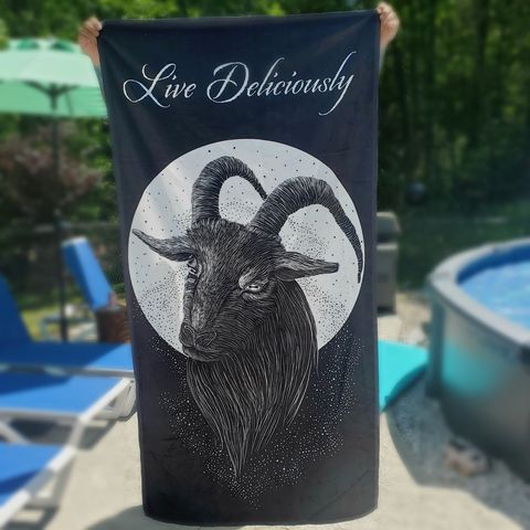 gothic home decor - gothic decor -  Live Deliciously Beach Towel - High Quality Towel from DARKOTHICA® Shop now at DARKOTHICA®Horror, Occult