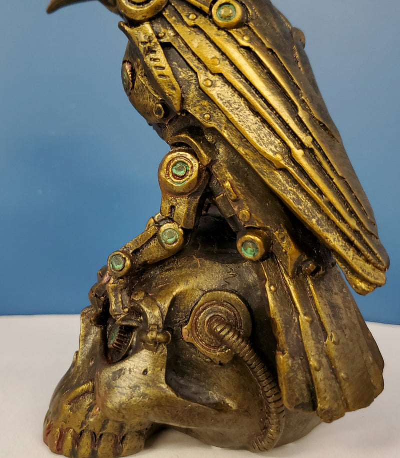 Tabletop & Statuary, RETAILONLY, Skulls/Skeletons, Steampunk, gothic home decor, gothic decor, goth decor, Steampunk Raven on Skull, darkothica