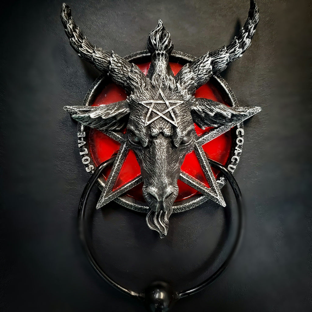 Door Knockers, Occult, RETAILONLY, gothic home decor, gothic decor, goth decor, Baphomet Door Knocker - Red, darkothica