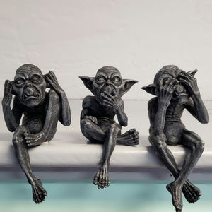 Tabletop & Statuary, Gargoyles, RETAILONLY, gothic home decor, gothic decor, goth decor, See, Hear, Speak No Evil Goblins, darkothica