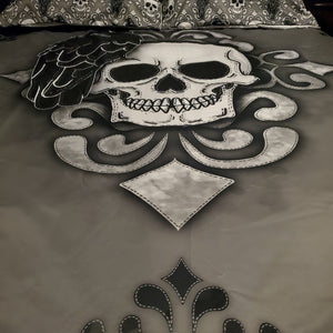 bedding, bedding, Skulls/Skeletons, gothic home decor, gothic decor, goth decor, Crow & Skull Duvet & Pillow Shams, darkothica