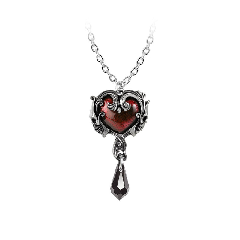 Alchemy Gothic Romantic Blood Red Heart Necklace Black Roses Ribbon Tie  P746 | eBay