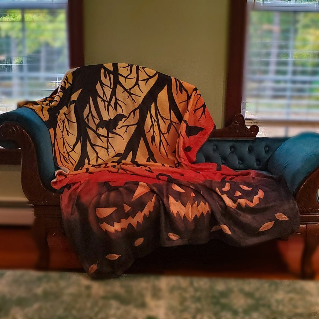 bedding, Bats, Halloween, gothic home decor, gothic decor, goth decor, Fall Fleece Blanket, darkothica