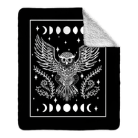 bedding, bedding, faire, gothic home decor, gothic decor, goth decor, Celestial Owl Fleece Sherpa Blanket, darkothica