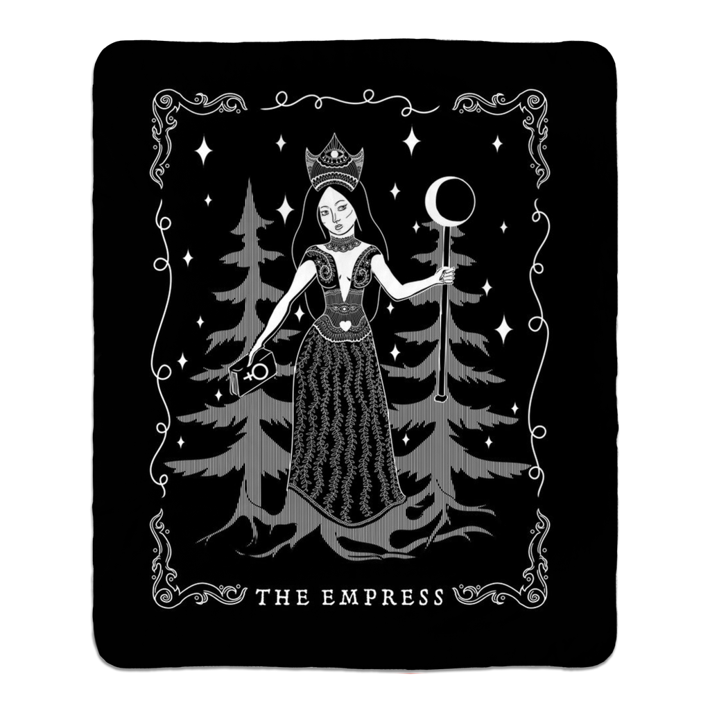 bedding, bedding, faire, Occult, gothic home decor, gothic decor, goth decor, The Empress Fleece Sherpa Blanket, darkothica