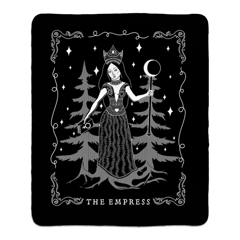 bedding, bedding, faire, Occult, gothic home decor, gothic decor, goth decor, The Empress Fleece Sherpa Blanket, darkothica