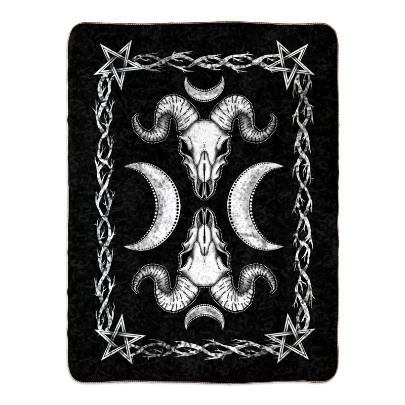 gothic home decor - gothic decor -  Goat Skull Fleece Sherpa Blanket - High Quality bedding from DARKOTHICA® Shop now at DARKOTHICA®bedding, Occult, Skulls/Skeletons