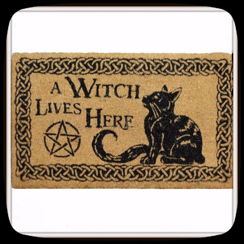 Doormats, RETAILONLY, Wiccan, gothic home decor, gothic decor, goth decor, A Witch Lives Here Doormat, darkothica