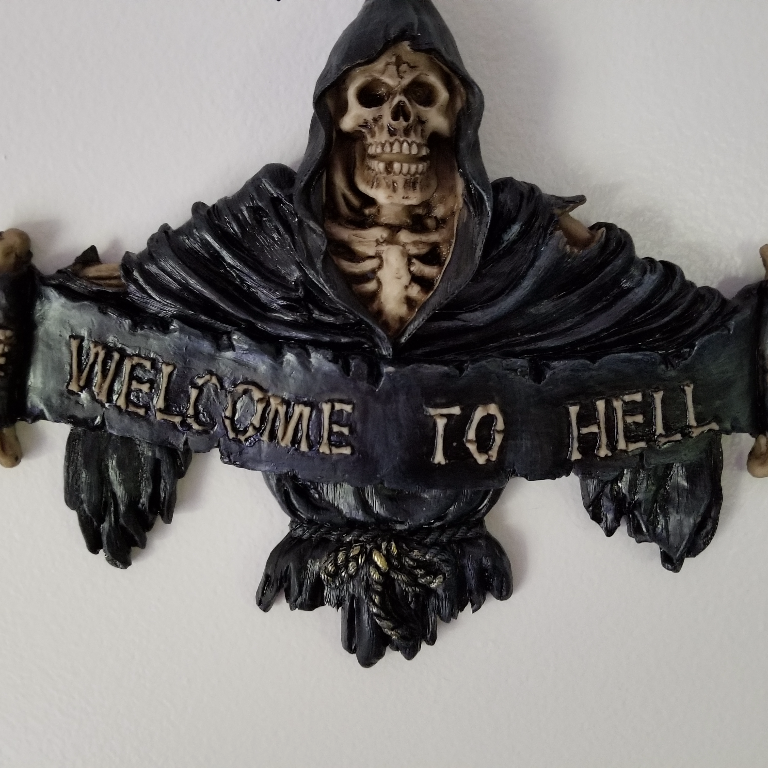 Wall Art & Decor, RETAILONLY, Skulls/Skeletons, gothic home decor, gothic decor, goth decor, Welcome Skeleton Reaper, darkothica