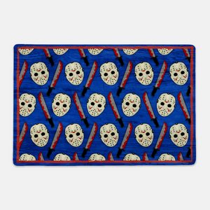 Pet Bowl Mats, Barkothica, cats, dogs, horror, gothic home decor, gothic decor, goth decor, Jason Food Mat - Blue, darkothica