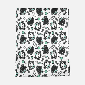 gothic home decor, gothic decor, goth decor, Hello KILLy Minky Blanket - White/Green, darkothica