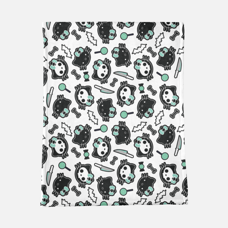 gothic home decor, gothic decor, goth decor, Hello KILLy Minky Blanket - White/Green, darkothica
