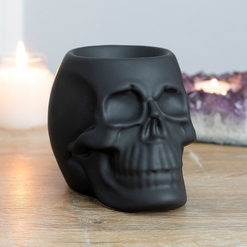 gothic home decor, gothic decor, goth decor, Skull Wax Burner-Off Black, darkothica
