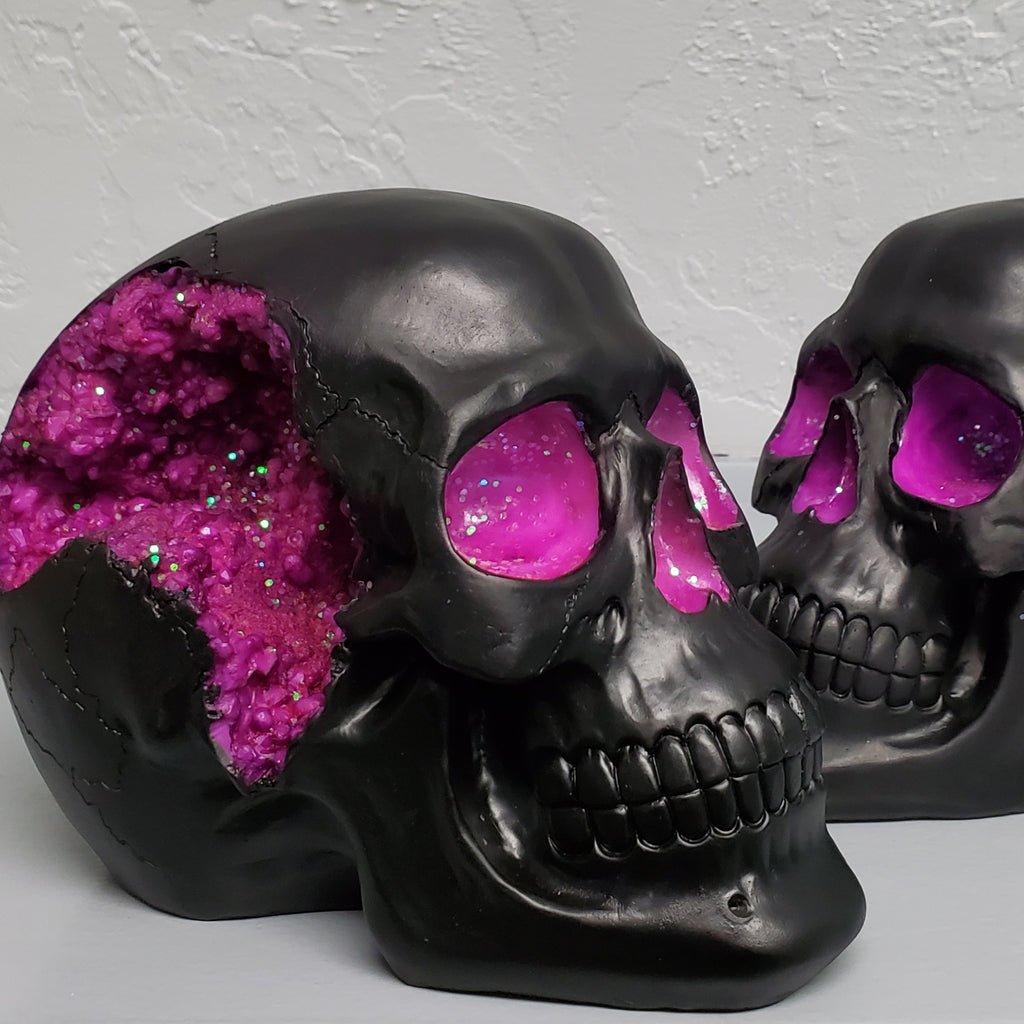 purple and black geode skull