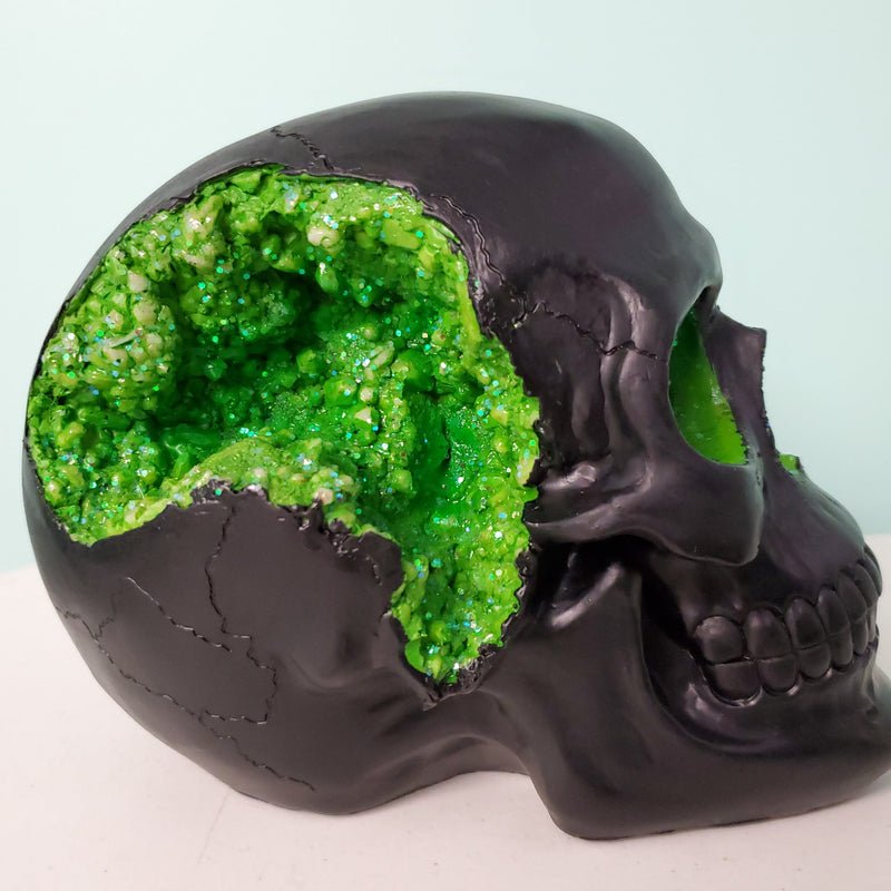 gothic home decor black gothic skull green geode faux skull skull decor darkothica
