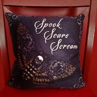 darkothica spook scare scream pillow cushion goth home decor spooky home decor halloween decor death moth pillow