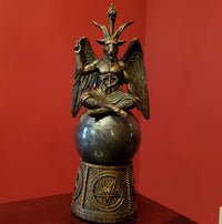 baphomet black storm ball statue darkothica gothic occult home decor 