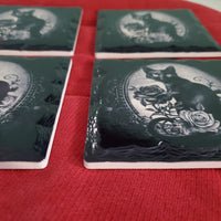 Cat & Rose Coasters